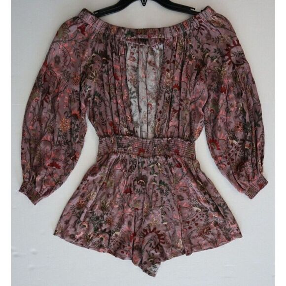 Free People OB580943 Women Sz S Purple Pretty & Free Off the Shoulder Romper - Picture 5 of 9